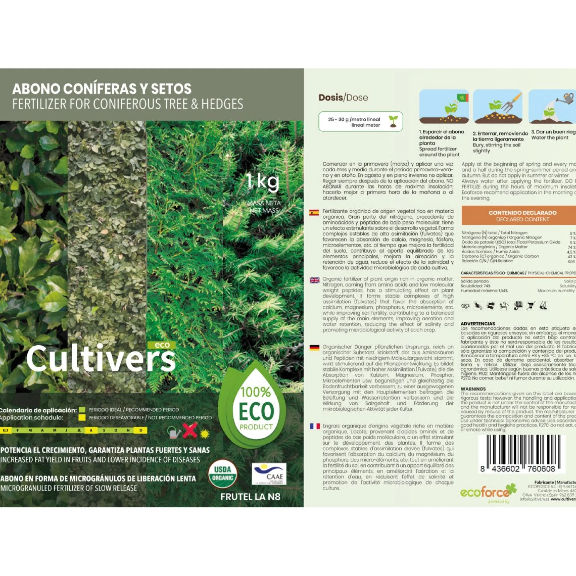 Abono Coníferas Ecológico Cultivers 1 Kg