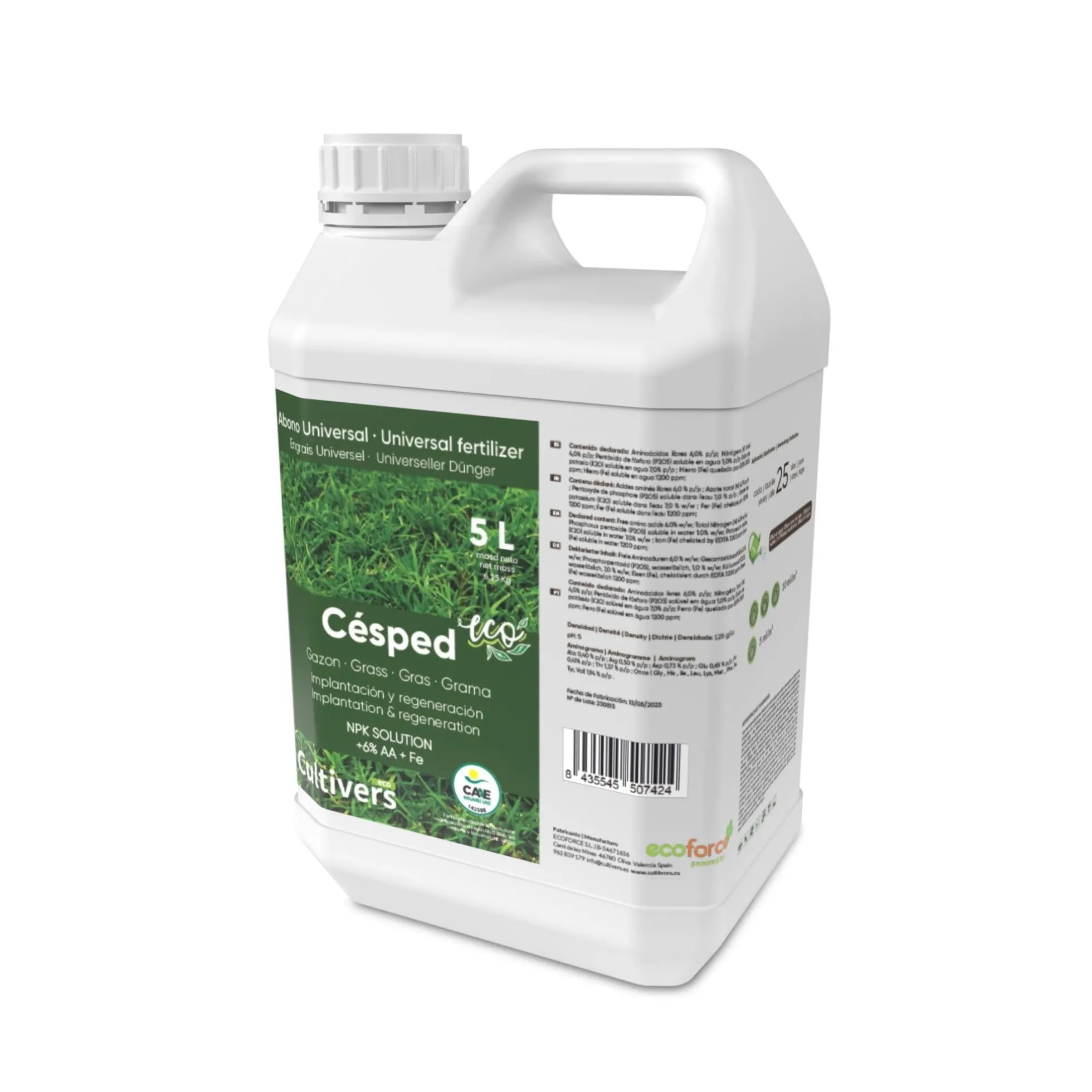 Abono Césped Líquido Ecológico Cultivers 5 L