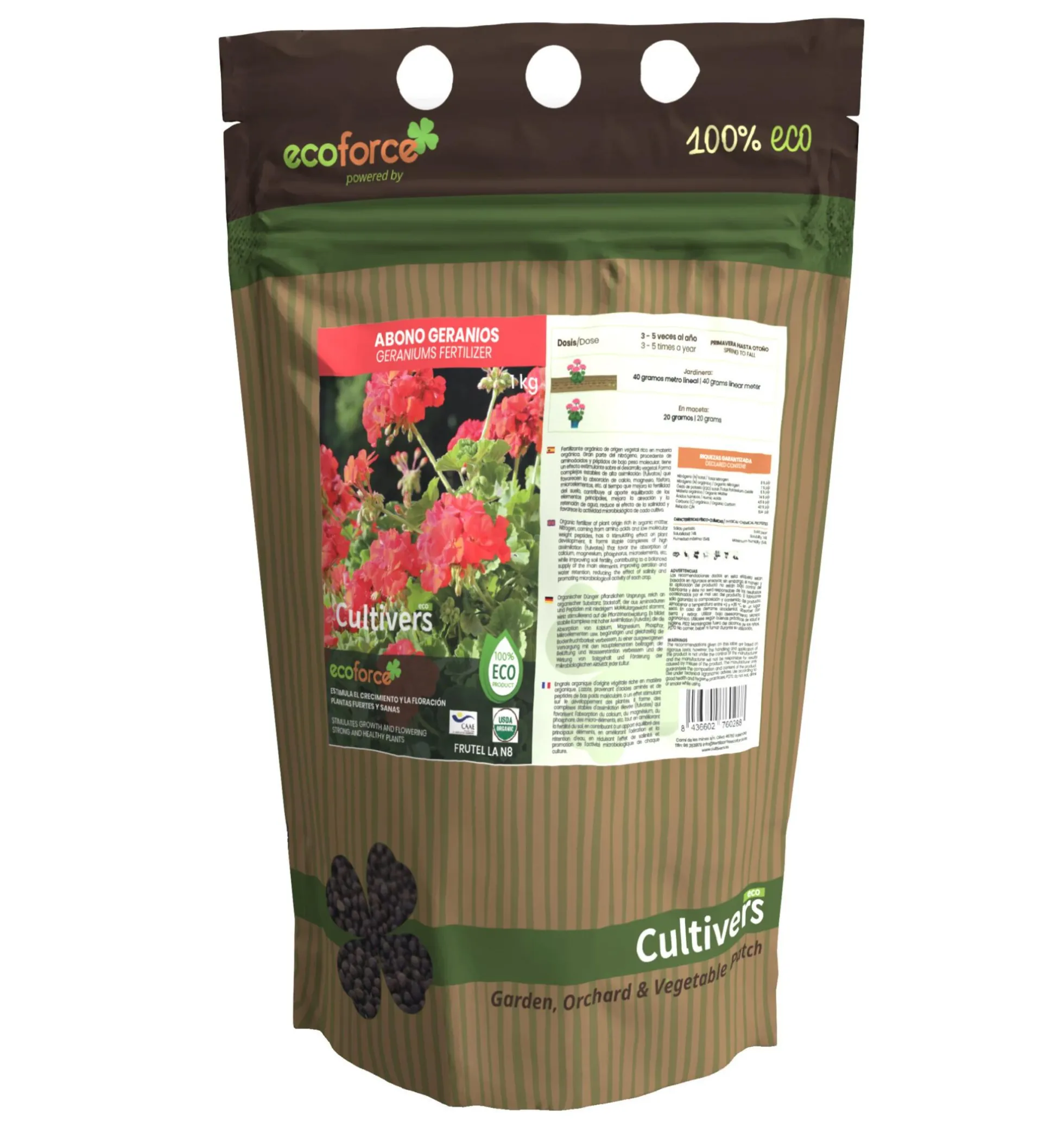 Abono Geranios Ecológico Cultivers 250 G