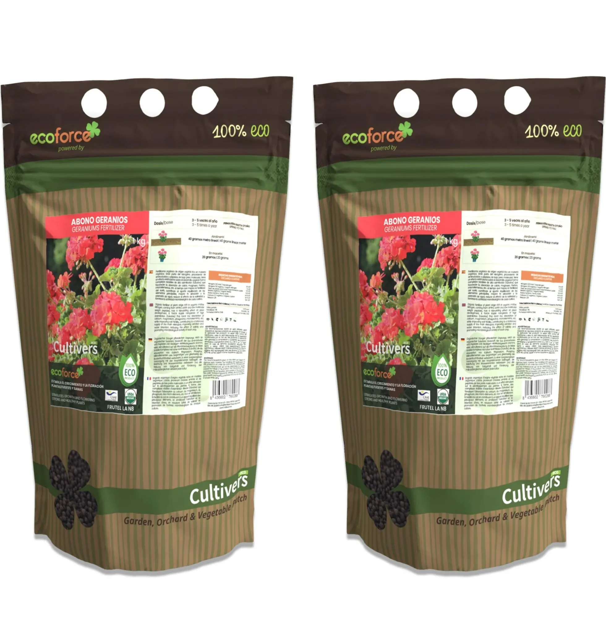 Abono Geranios Ecológico Cultivers 2x5kg