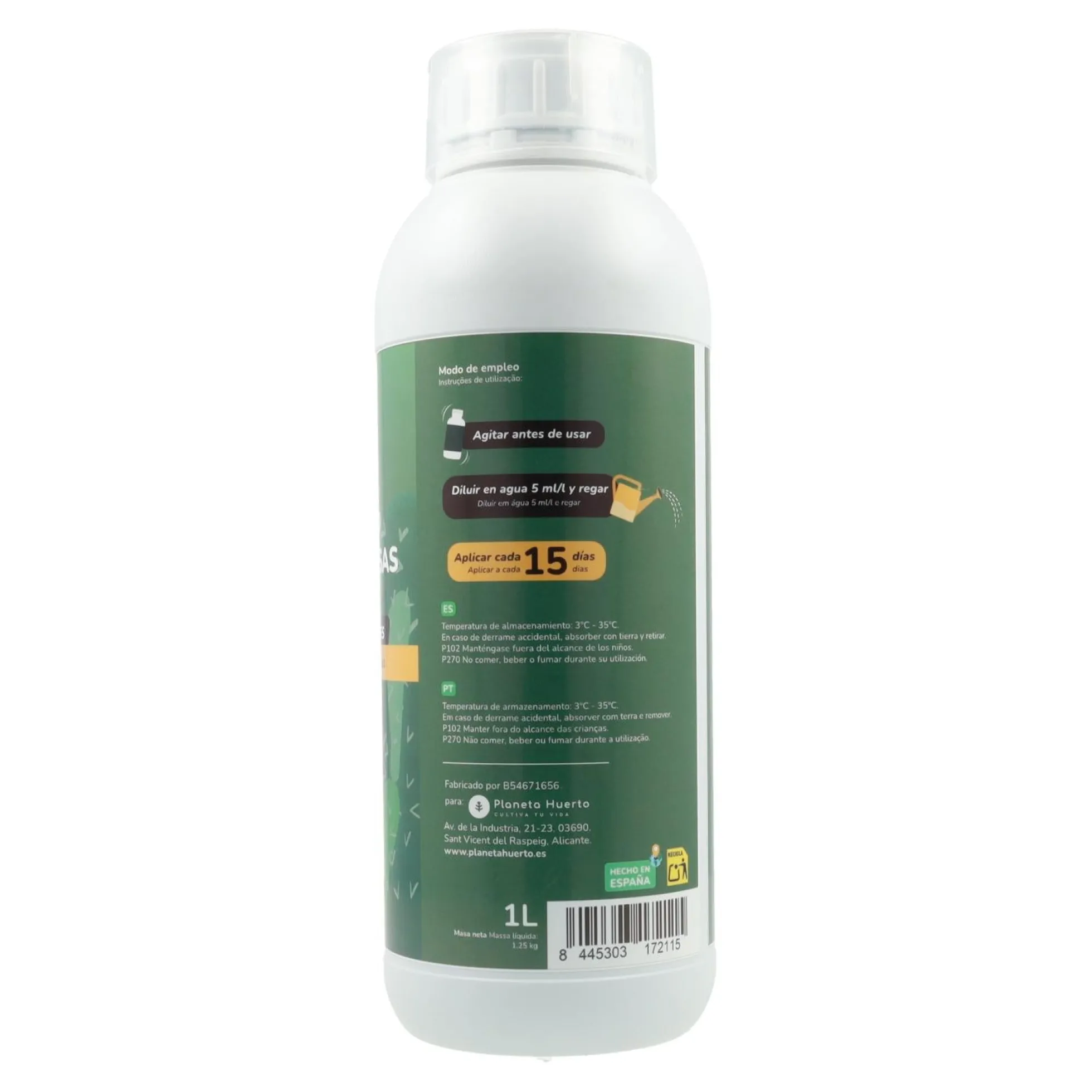 Abono Líquido Cactus y Crasas Planeta Huerto 1 l