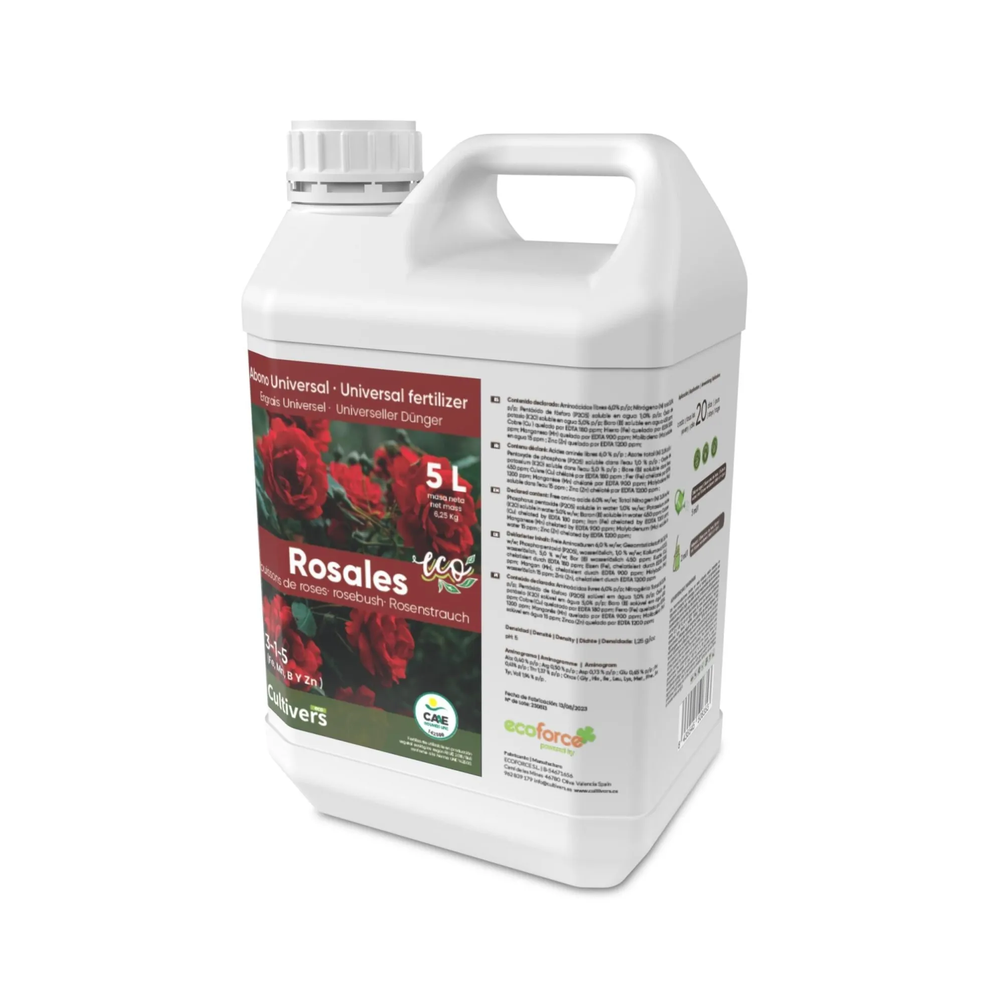 Abono Rosales Líquido Ecológico Cultivers 10 L