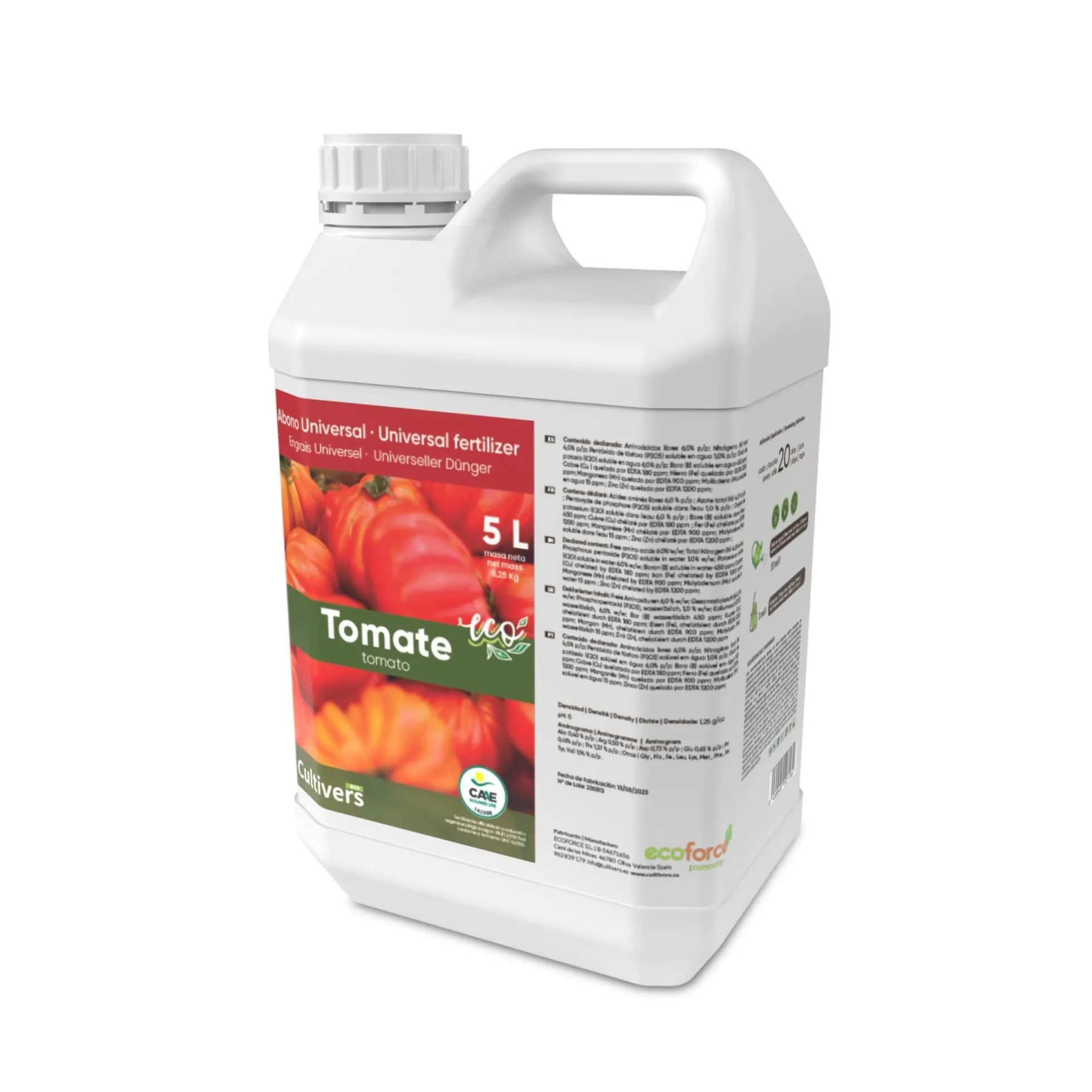 Abono Tomates Líquido Ecológico Cultivers 2x1l