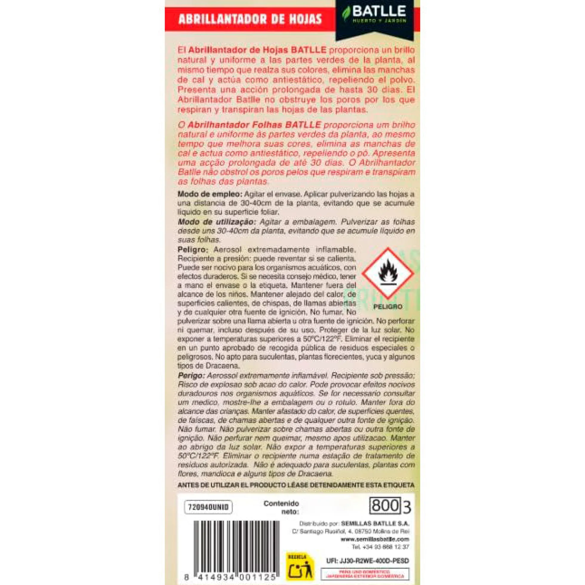 Abrillantador de Hojas Batlle 600 ml
