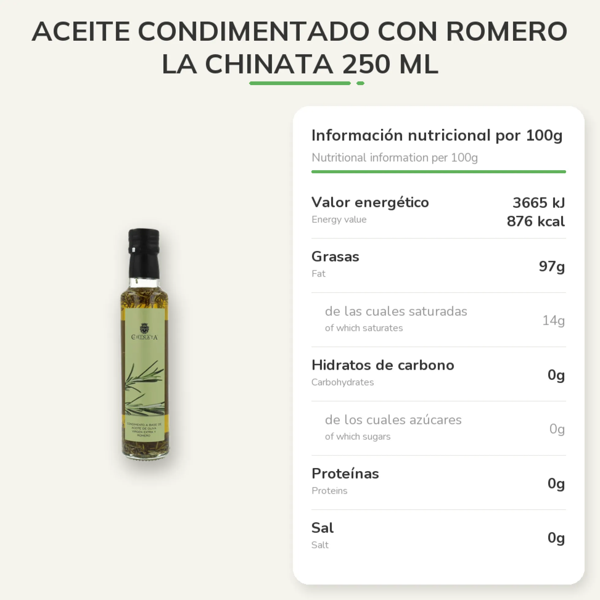 Aceite condimentado con Romero La Chinata 250 ml