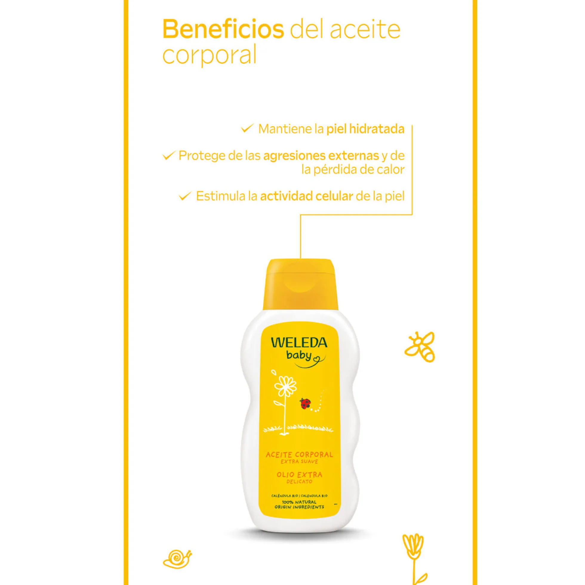 Aceite Corporal de Caléndula para Bebé Weleda, 200ml