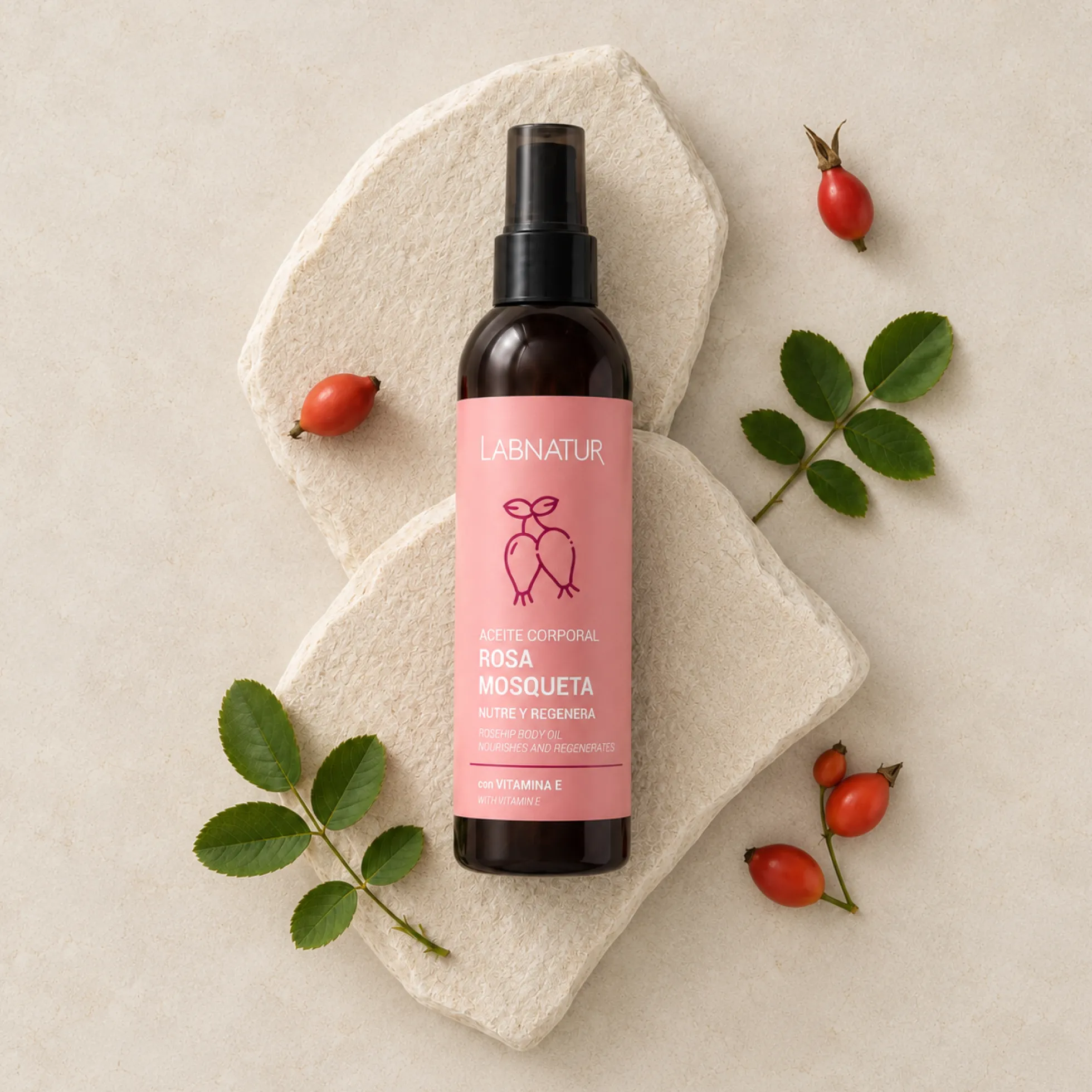 Aceite Corporal de Rosa Mosqueta Labnatur 200 ml | Regeneración y Elasticidad | Estrías, Manchas y Cicatrices | Vegano