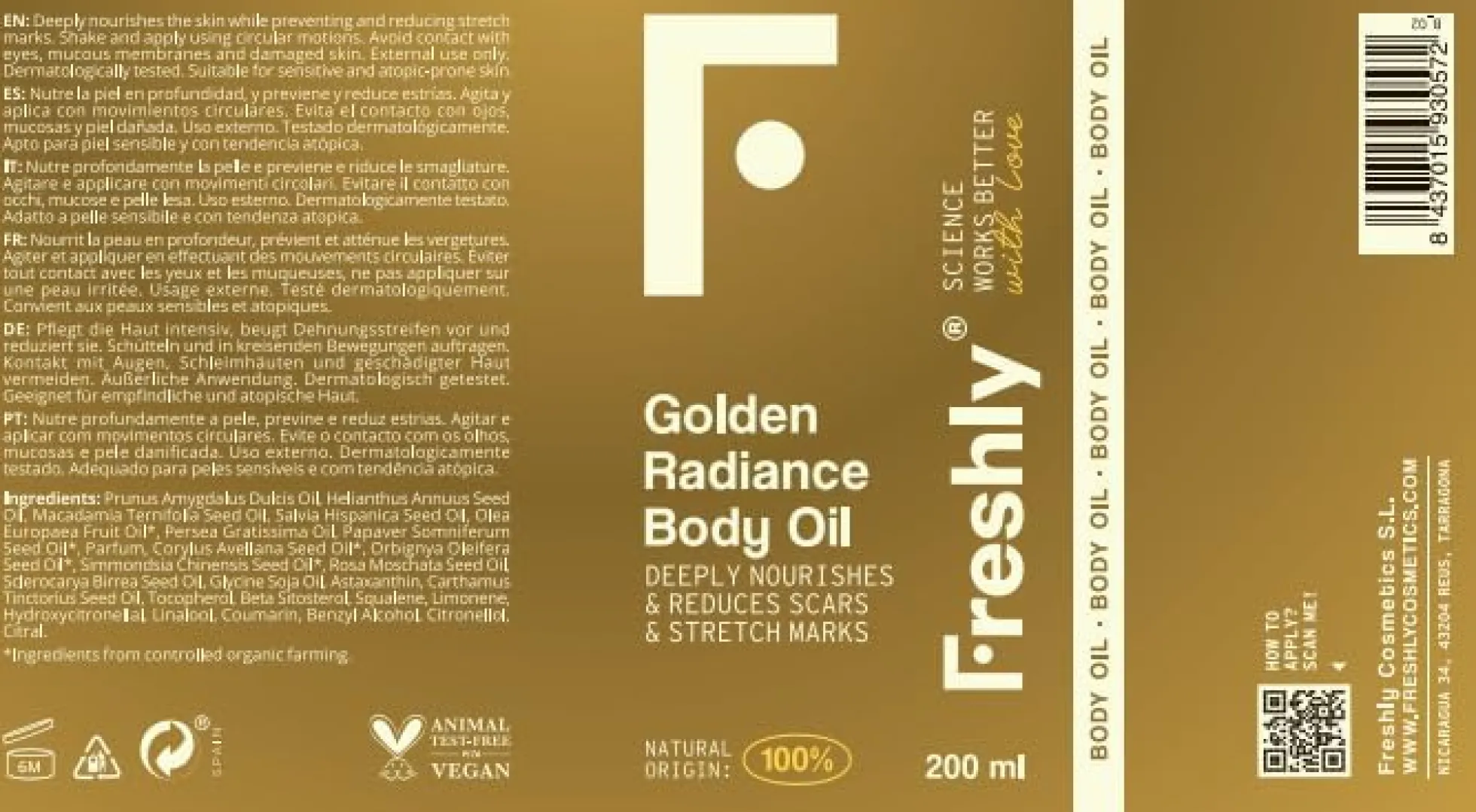 Aceite Corporal Golden Radiance Freshly 200ml