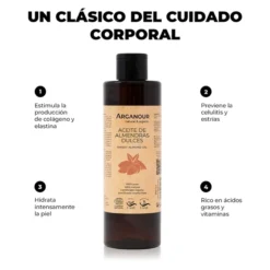 Aceite de almendras dulces 100% puro Arganour 250ml