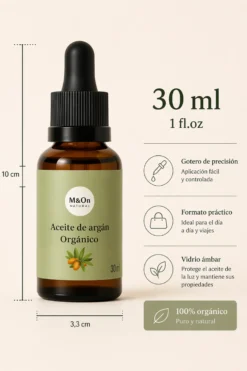 Aceite de Argán Puro 30 ml | Nutre, Repara e Hidrata Piel y Cabello | M&On Naturals