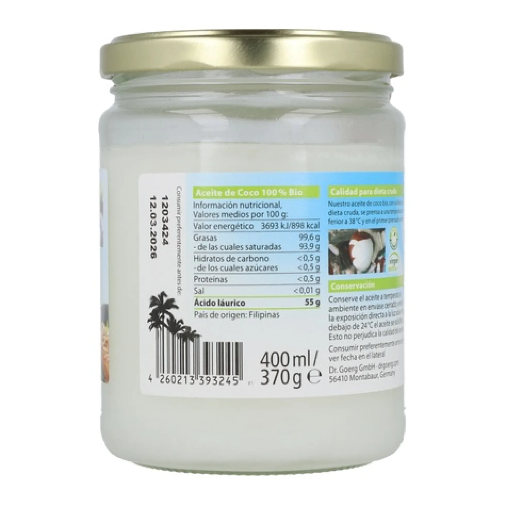 Aceite de coco BIO Dr. Goerg 400ml