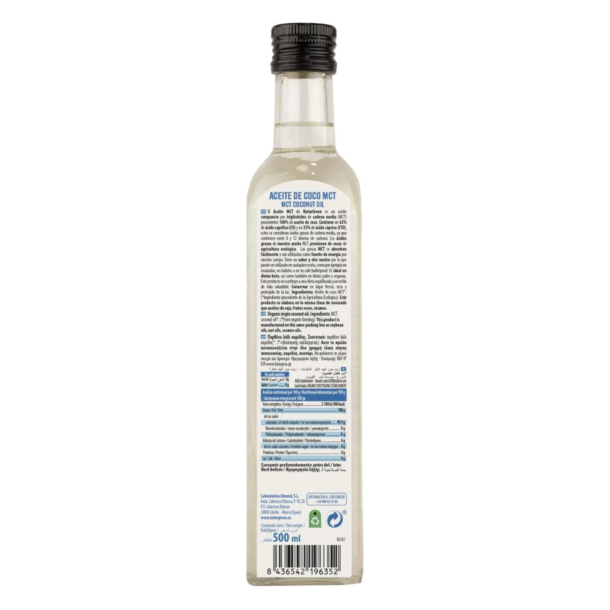 Aceite de Coco MCT Bio NaturGreen500 ml