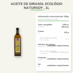 Aceite de Girasol Ecológio, 1L. Natursoy
