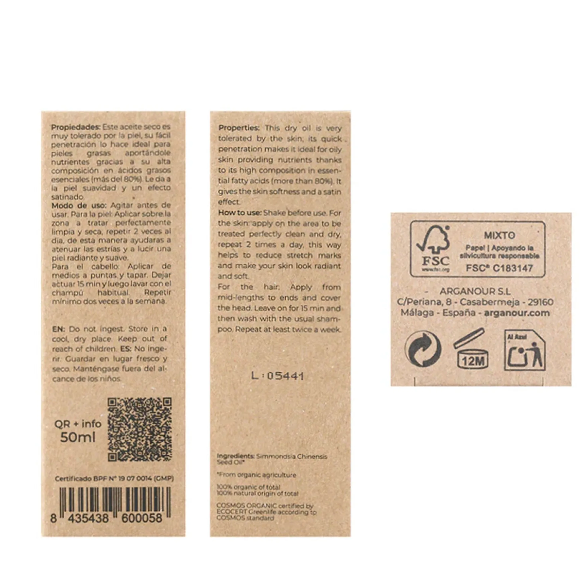 Aceite de jojoba 100% BIO Arganour 50ml