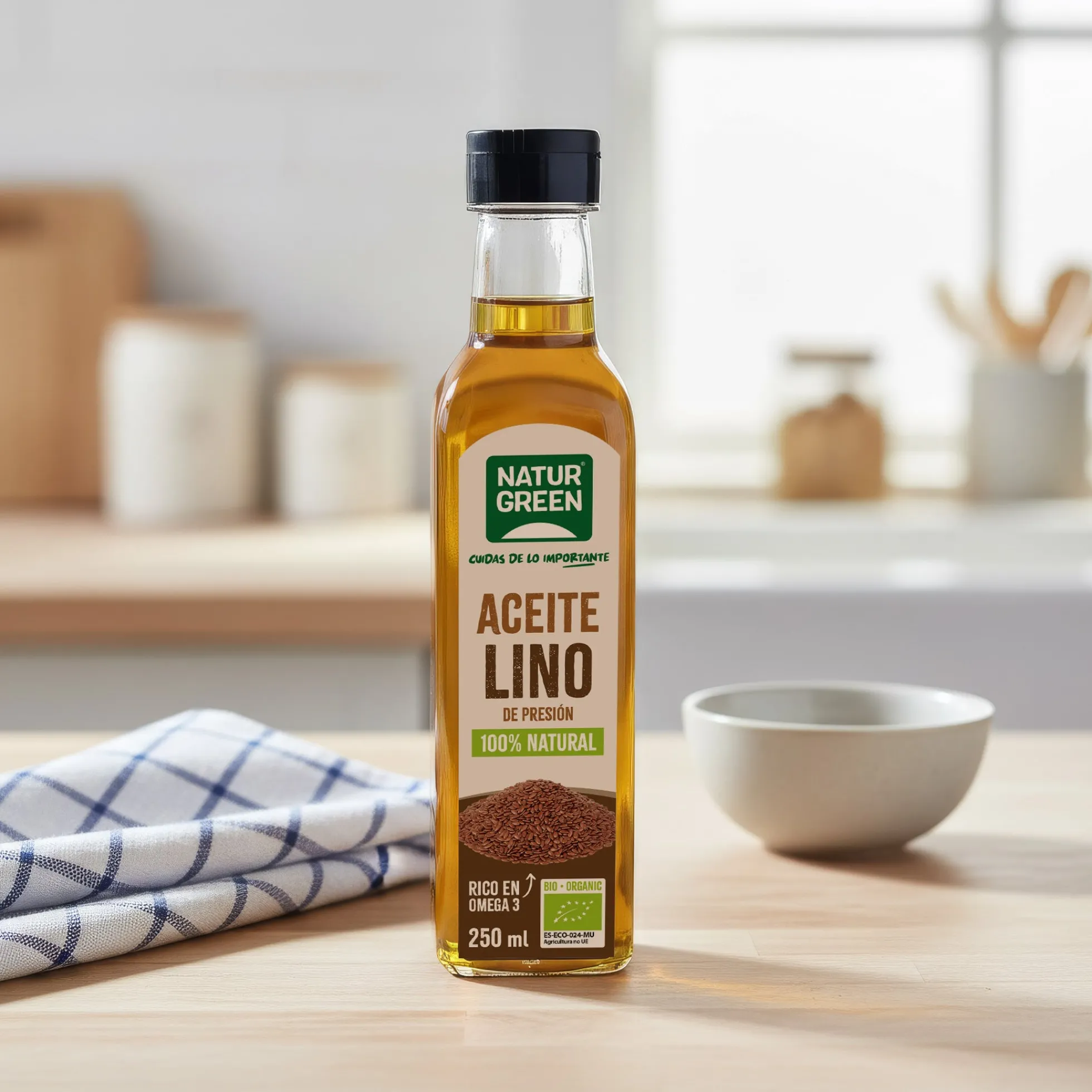 Aceite de Lino Bio envase PET NaturGreen 250 ml