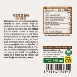 Aceite de Lino Bio envase PET NaturGreen 250 ml