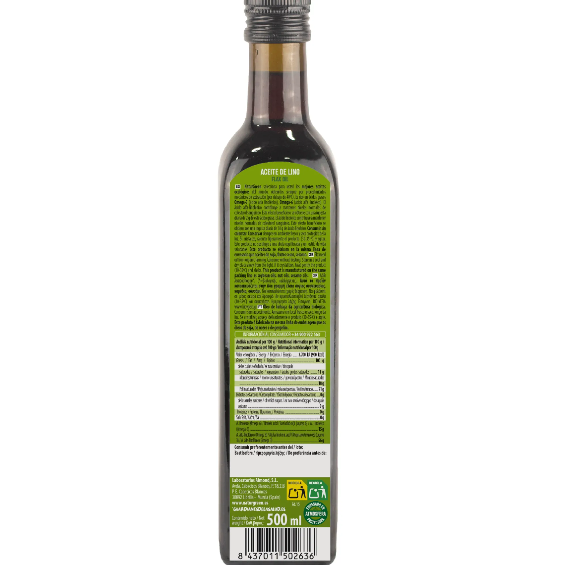 Aceite de Lino BIO NaturGreen 500 ml