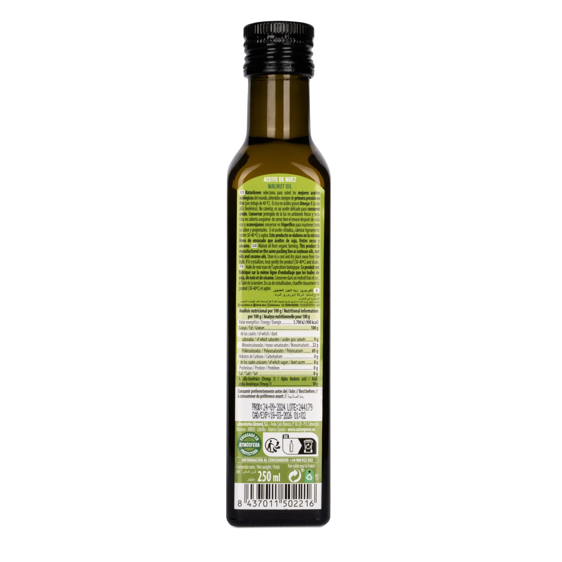 Aceite de Nuez Bio NaturGreen 250 ml