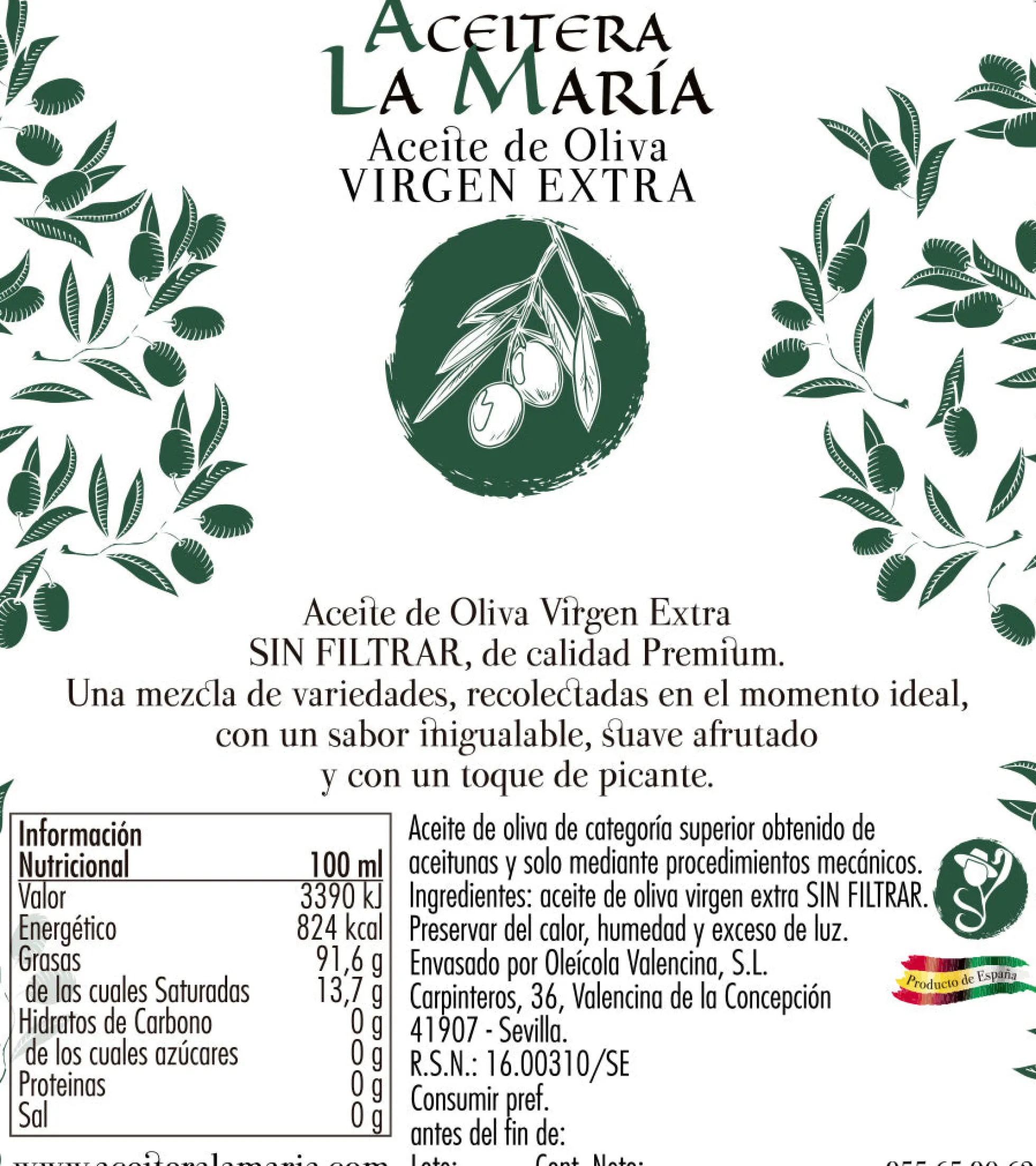 Aceite De Oliva Virgen Extra 50 Cl Pet Cosecha 2025-2026
