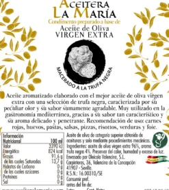 Aceite De Oliva Virgen Extra Macerado A La Trufa Negra 25 Cl Cristal