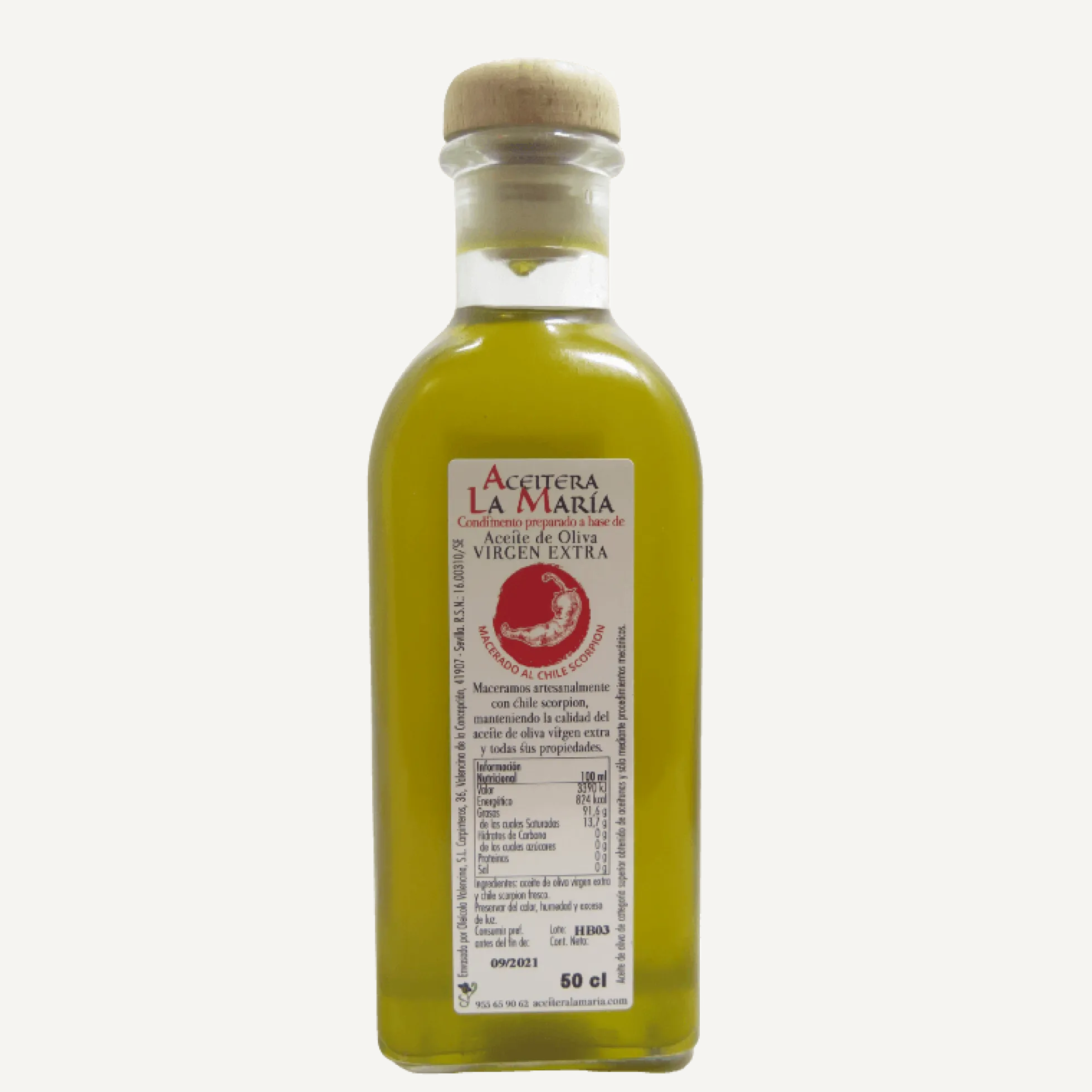 Aceite De Oliva Virgen Extra Macerado Al Chile Scorpion 50 Cl Con Vertedor