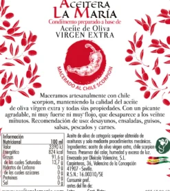 Aceite De Oliva Virgen Extra Macerado Al Chile Scorpion 50 Cl Con Vertedor