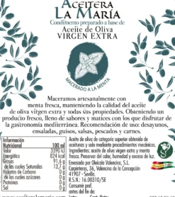 Aceite De Oliva Virgen Extra Macerado A La Menta 50 Cl Con Vertedor Metálico