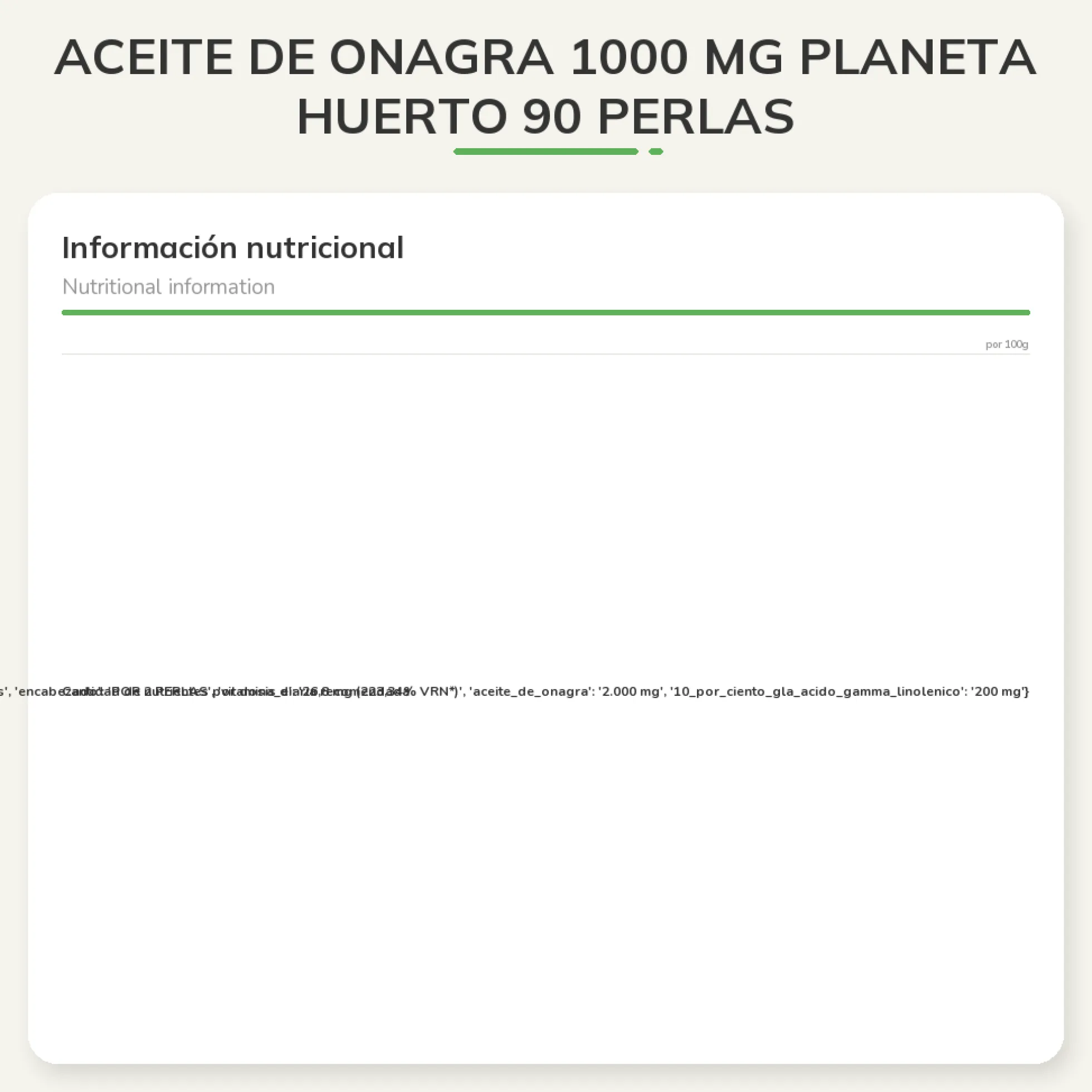 Aceite de Onagra 1000 mg Planeta Huerto 90 perlas