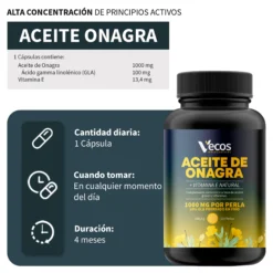 Aceite De Onagra 1000 Mg Vecos | Equilibrio Hormonal Femenino | Rico En Gla