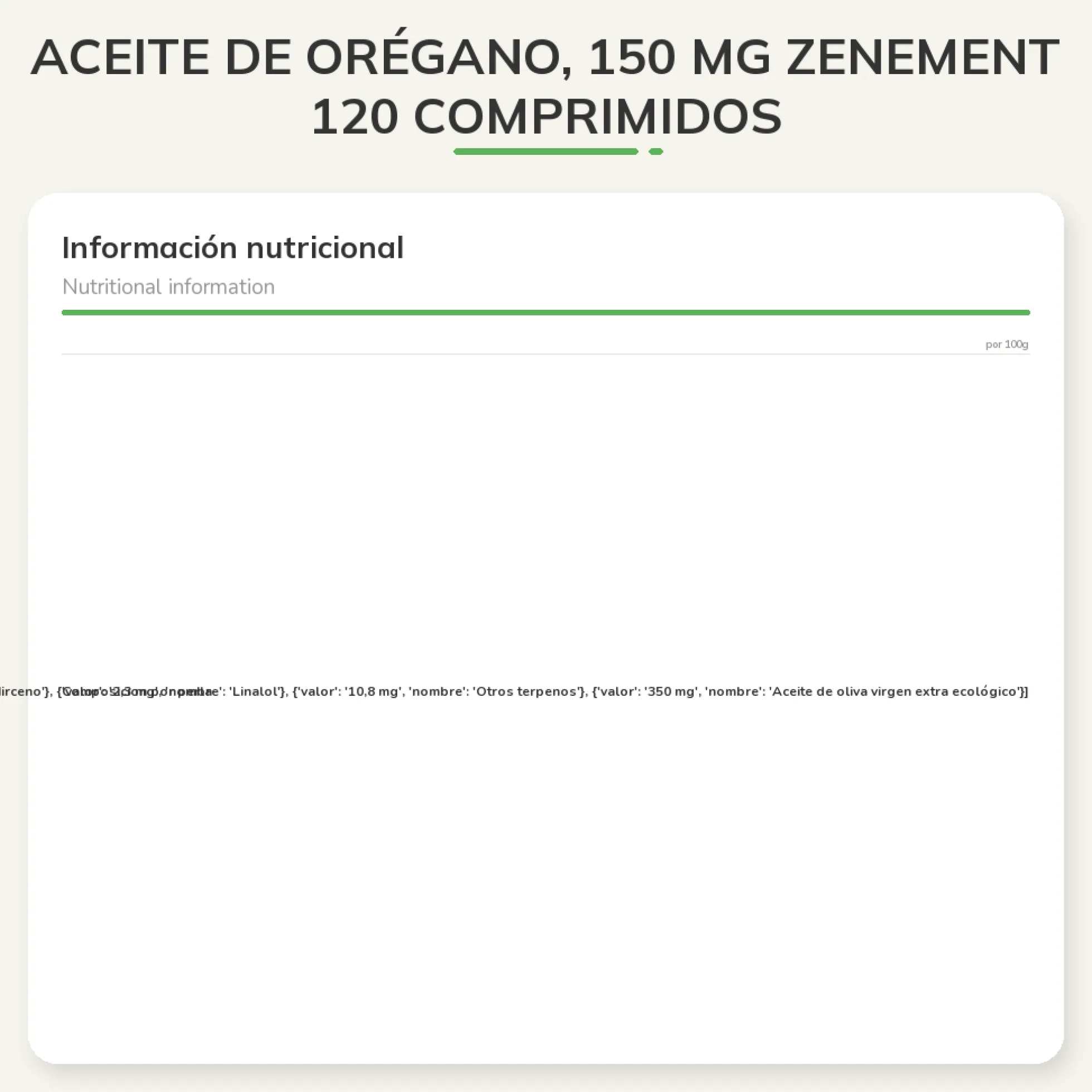 Aceite de orégano, 150 mg Zenement 120 comprimidos