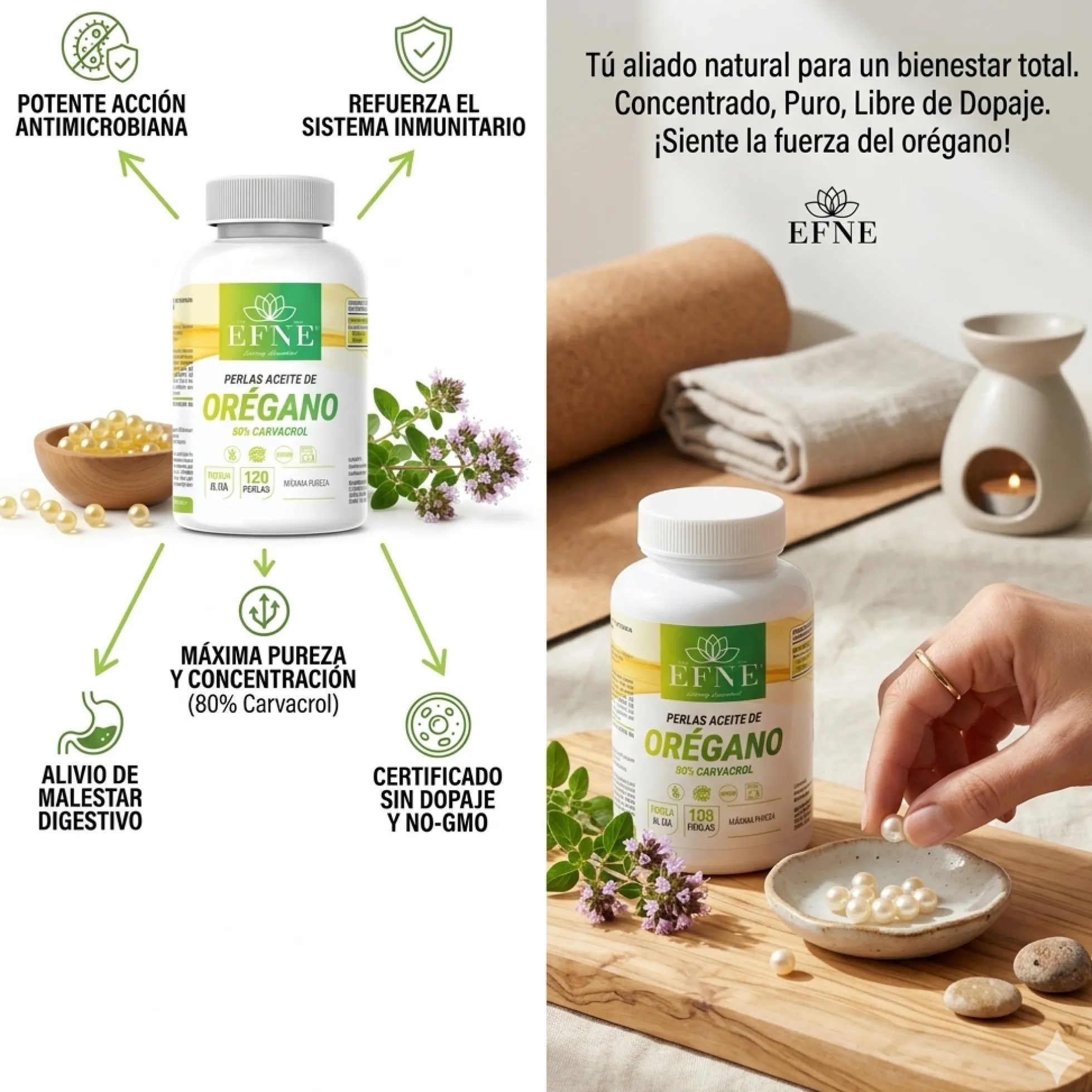 Aceite De Orégano Premium 80% Carvacrol (120 Perlas) - Efne