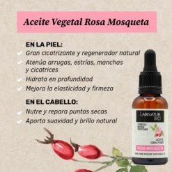 Aceite de Rosa Mosqueta 100% Puro Labnatur Bio 30 ml | Regeneración y Elasticidad | Marcas, Estrías y Cabello | Vegano