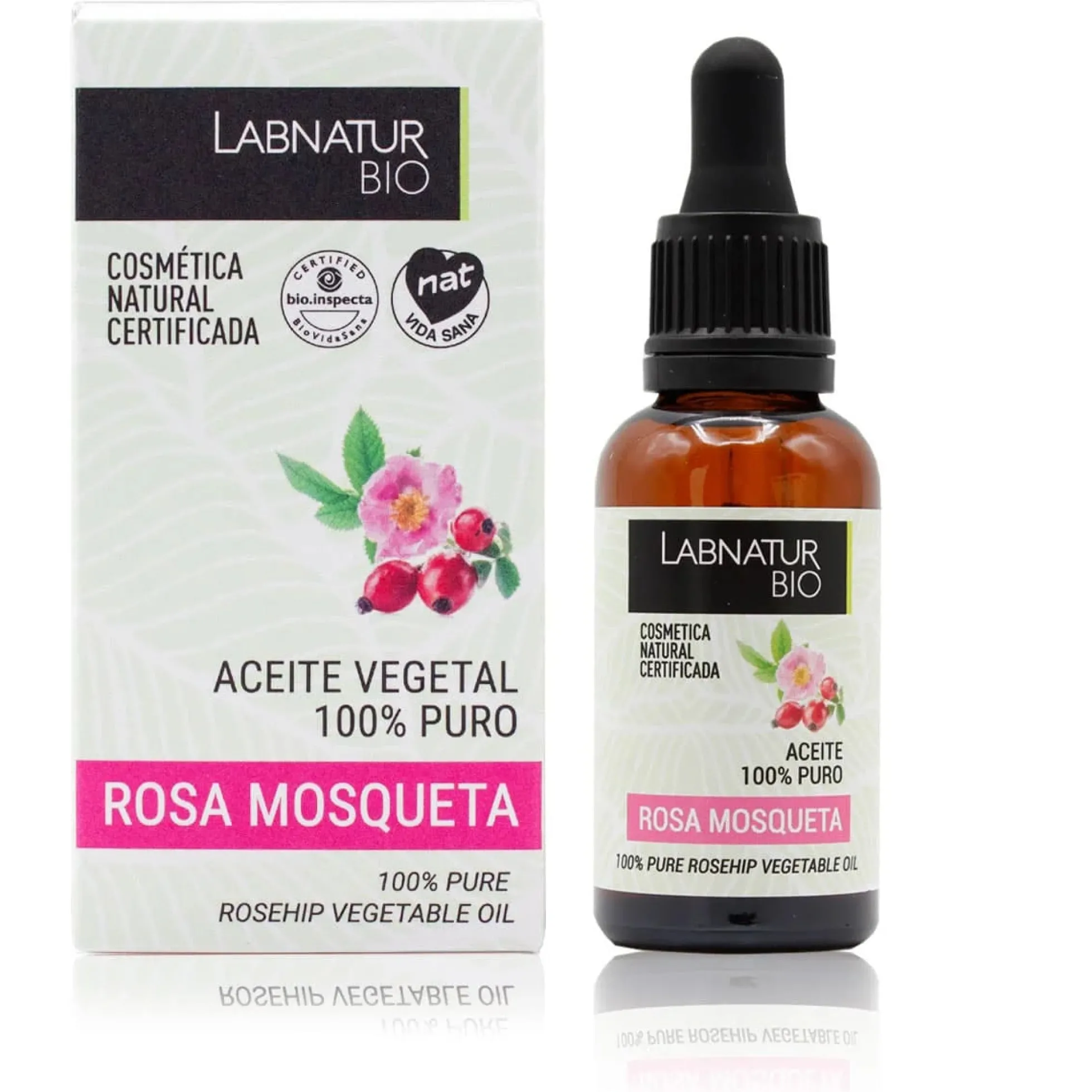 Aceite de Rosa Mosqueta 100% Puro Labnatur Bio 30 ml | Regeneración y Elasticidad | Marcas, Estrías y Cabello | Vegano