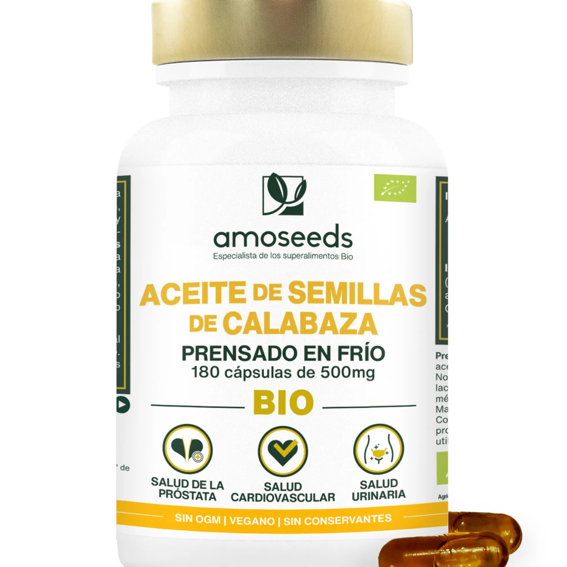 Aceite De Semillas De Calabaza Bio | 180 Cápsulas