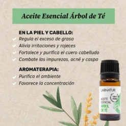Aceite Esencial de Árbol del Té 100% Puro Labnatur 10 ml | Purificante | Piel, Cabello, Uñas y Pies | Vegano