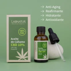 Aceite Puro de CBD 10% Labnatur 30 ml | Cáñamo | Hidratante, Calmante y Reafirmante | Piel Sensible y Madura