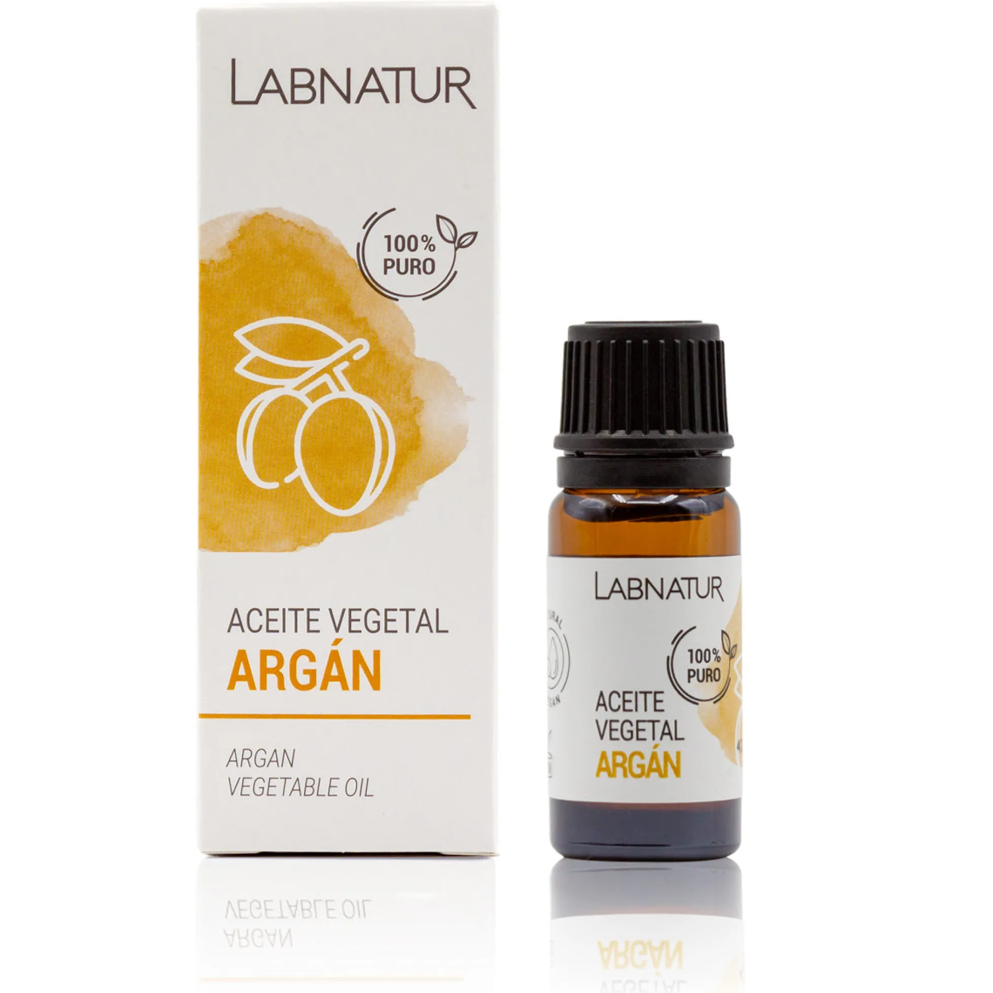 Aceite Vegetal de Argán 100% Puro Labnatur 10 ml | Nutre y Suaviza | Rostro, Cabello, Barba y Uñas | Vegano