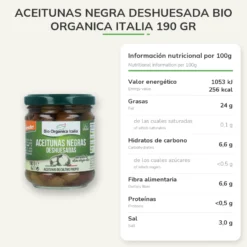 Aceitunas Negra Deshuesada Bio Organica Italia 190 gr