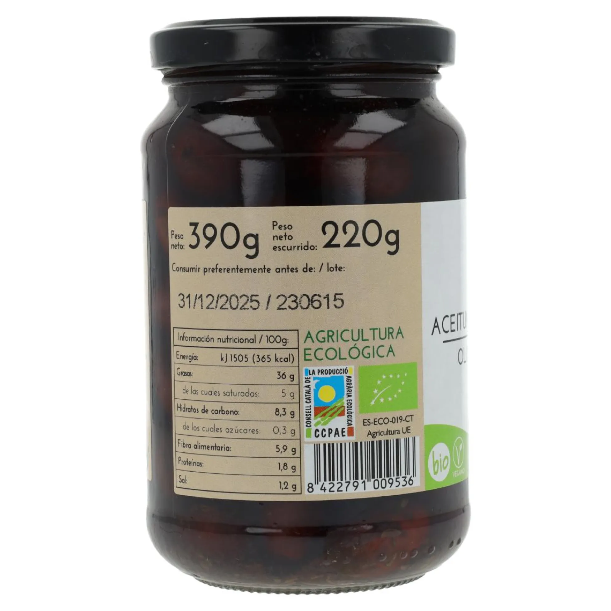 Aceitunas negras de Aragón Vegetalia 220g