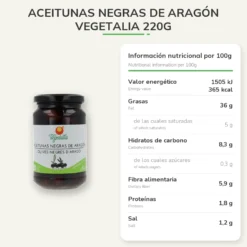 Aceitunas negras de Aragón Vegetalia 220g
