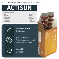 Actisun Vecos 60 Cápsulas | Protección Solar Y Cuidado De La Piel | Betacaroteno, Licopeno Y Antioxidantes
