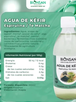 Agua De Kefir Espirulina Té Matcha Eco Bionsan33cl