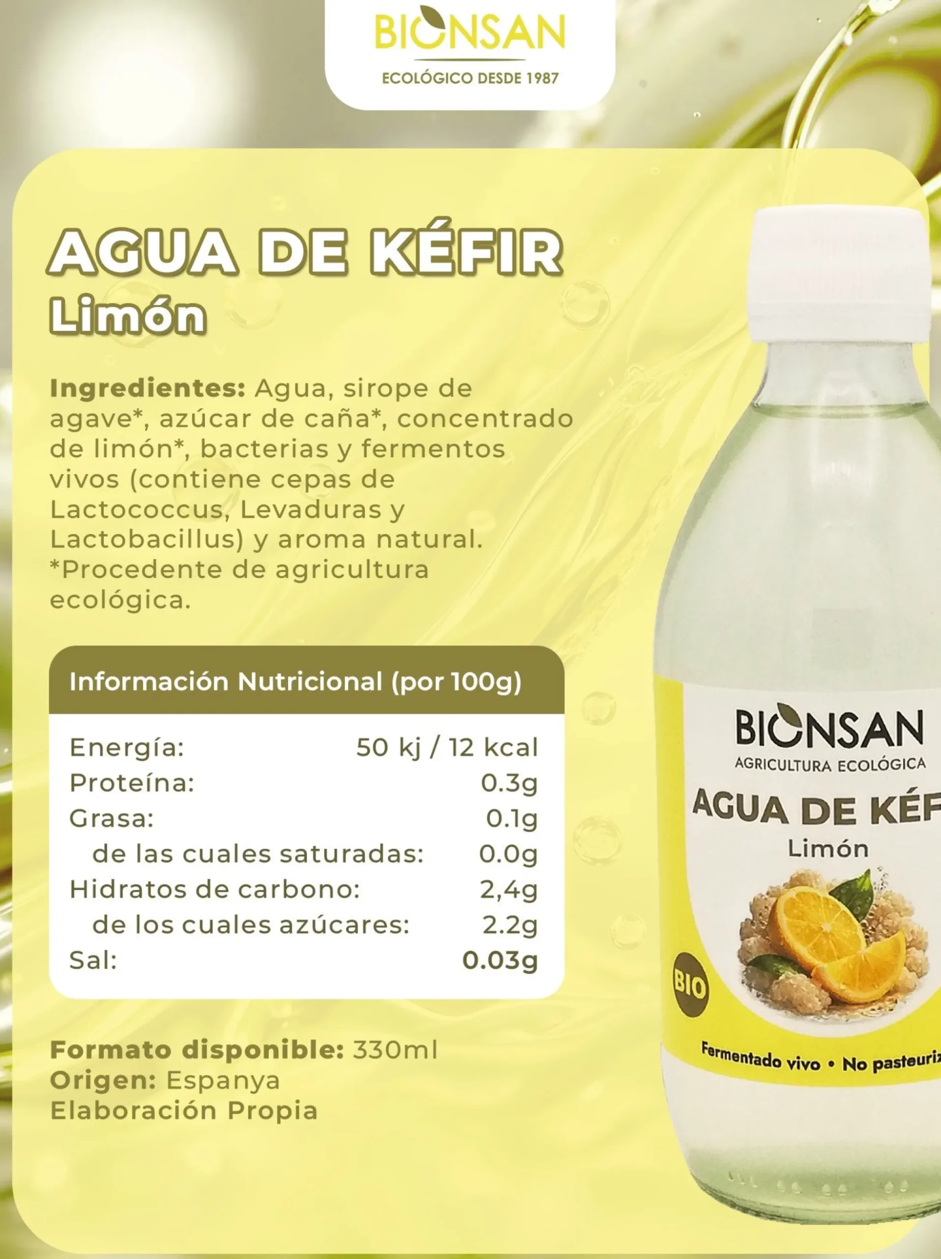 Agua De Kefir Limón Eco Bionsan33cl