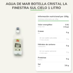 Agua de mar botella cristal La Finestra Sul Cielo 1 litro