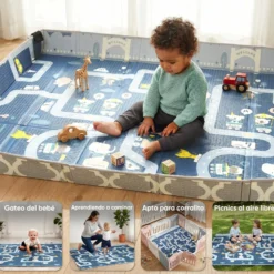 Aiyaplay Alfombra Bebé Acolchada Plegable Reversible Laterales Abatibles