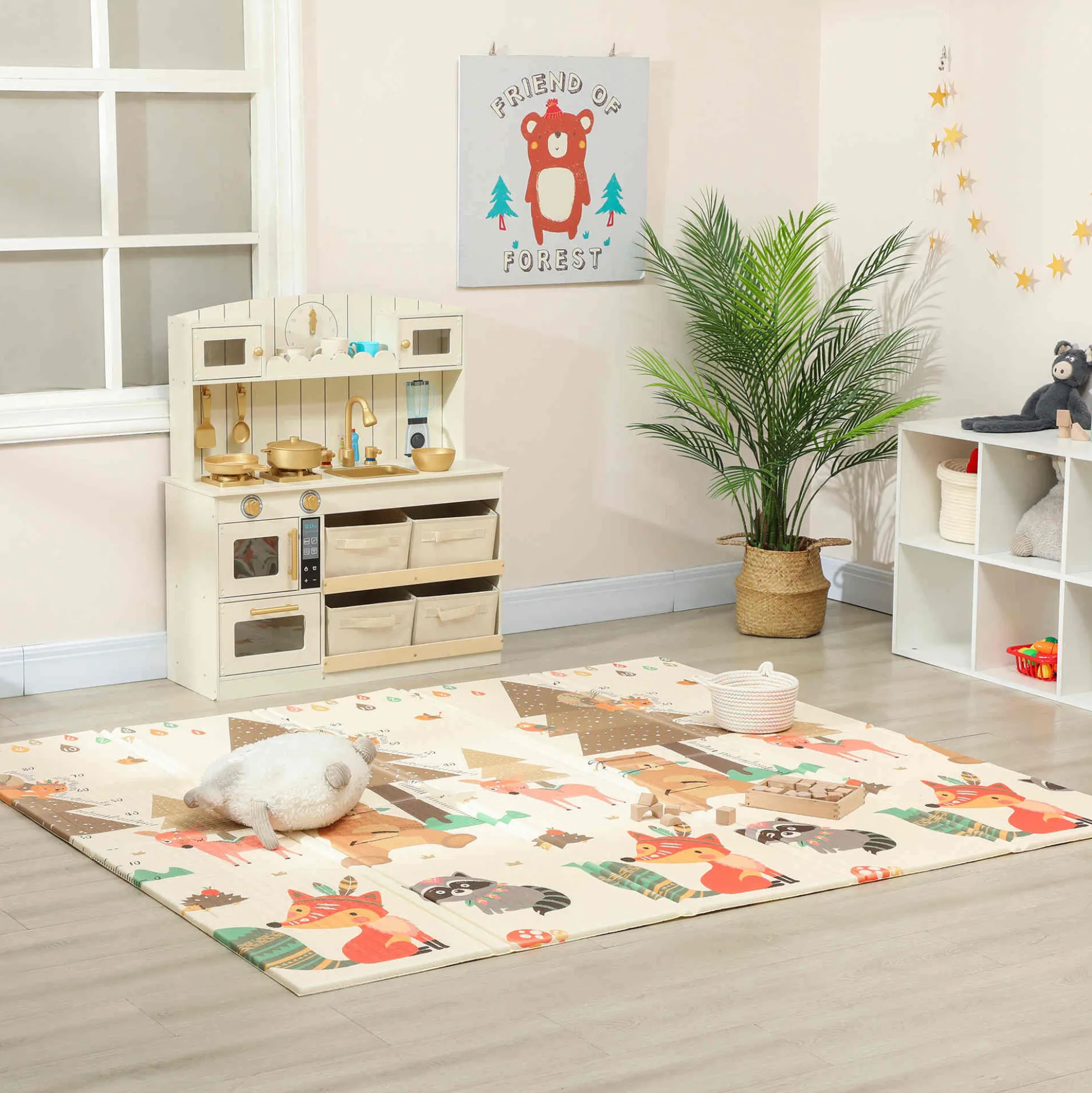 Aiyaplay Alfombra Bebé Acolchada Plegable Reversible 196x176x1,5 Cm Multicolor