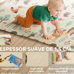 Aiyaplay Alfombra Bebé Acolchada Plegable Reversible 196x176x1,5 Cm Multicolor