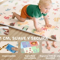 Aiyaplay Alfombra Bebé Acolchada Plegable Reversible 150x180 Cm Multicolor