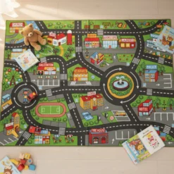 Aiyaplay Alfombra Infantil Carretera De Ciudad 200x150 Cm Antideslizante