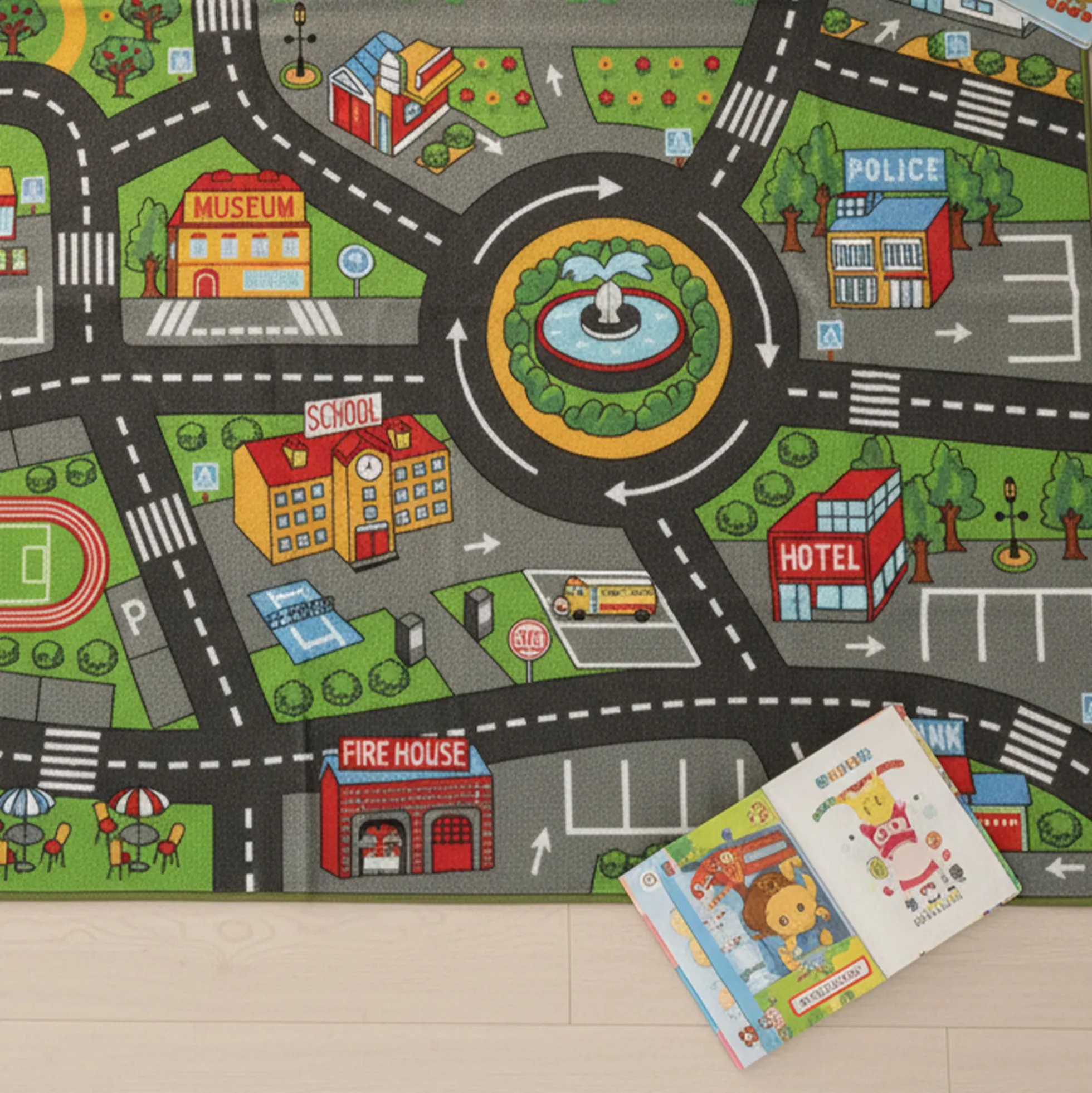 Aiyaplay Alfombra Infantil Carretera De Ciudad 200x150 Cm Antideslizante